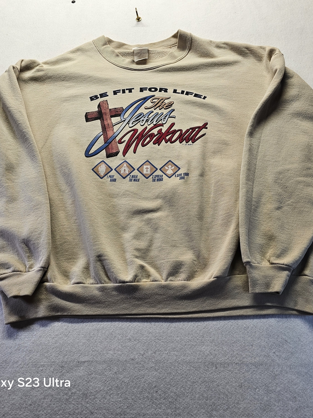 Be Fit For Life Cream Graphic Sweatshirt - Men's Crewneck